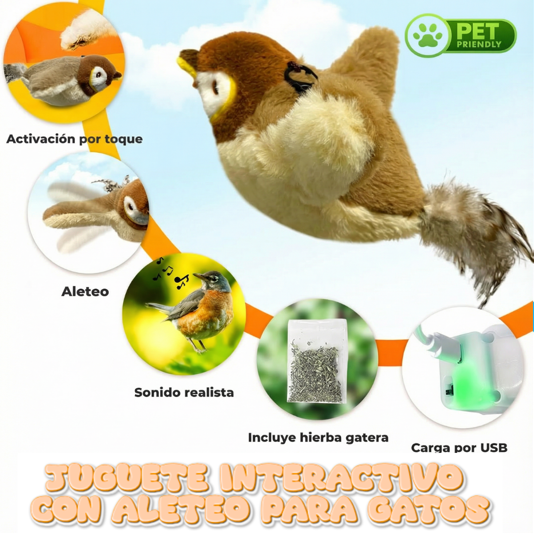 Juguete interactivo con Catnip que aletea y emite sonidos